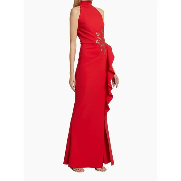 NWT Chiara Boni La Petite Robe Teodorina Sequined Ruffle Halter Gown US4 $1090 - Picture 2 of 11